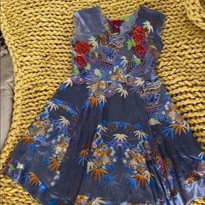 Johnny Was silk midi dress in gray